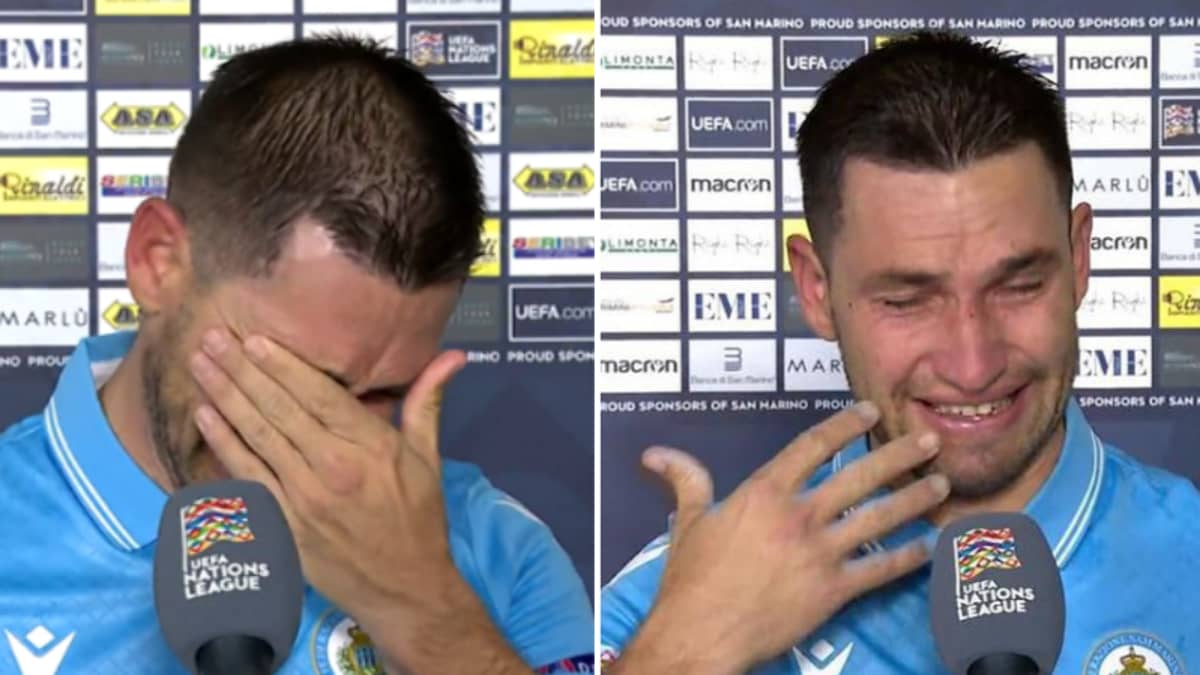 Un giocatore russo di San Marino è in lacrime dopo che i Minnows hanno evitato la sconfitta per la seconda partita ufficiale consecutiva