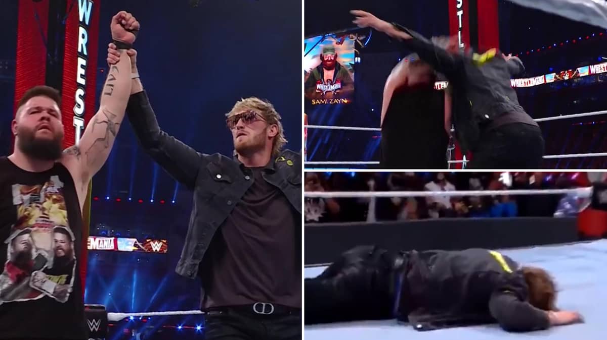 Logan Paul Gets Hit With A Stunner From Kevin Owens At WrestleMania - SPORTbible