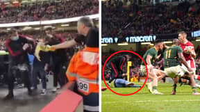 Pitch Invader Gets Pelted With Beer By Angry Welsh Fans After Denying Almost Certain Try