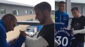Richarlison Gives Signed Shirt To Everton Fan Who Dislocated His Shoulder In Away End