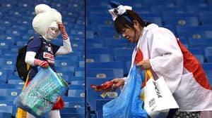 ​Japan Fans Stay Behind To Tidy Stadium After Being Knocked Out Of World Cup