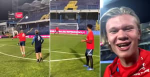 Erling Haaland Shooting Practice Footage For Norway Is Absolutely Terrifying