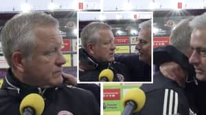 Sheffield United Manager Chris Wilder Looked In Shock When A Humble Jose Mourinho Interrupted His Interview
