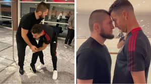 Cristiano Ronaldo Cheekily Tries To Wrestle Khabib Before Engaging In Intense Face-Off