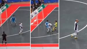 Roberto Carlos Absolutely Bosses Futsal Game In Japan, Scores Two Stunning Goals 