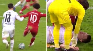 Leroy Sane Forces Match To Stop After Knocking Opponent Off His Feet With A Rocket Strike