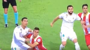 Watch: Cristiano Ronaldo Put His Hands On Girona Player