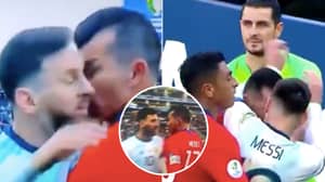 Lionel Messi Given A Straight Red Card For 'Headbutt' Incident Against Chile 