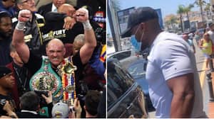 The First Staredown Between Tyson Fury And Anthony Joshua Happened On The Street