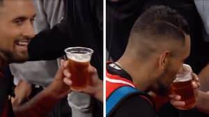 Nick Kyrgios Takes A Cheeky Swig Of Spectator's Beer To Celebrate Australian Open Win