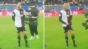 Cristiano Ronaldo Grabbed His Crotch When Lazio Fans Chanted "Messi, Messi" Towards Him