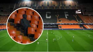 The Only 'Fan' Inside Mestalla For Champions League Clash Between Valencia And Atalanta 