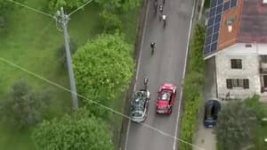 Australian Team Car Crashes Into Rival Cyclist During The Giro D'Italia
