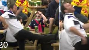Scotland Fan's Shocking Attempt To Destroy A Table In Anger Could Be Their Euro 2020 Highlight
