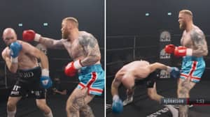 The Moment Hafthor Bjornsson Drops Opponent With Powerful Right Hand In Boxing Debut 