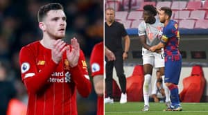 Andy Robertson Reacts To Alphonso Davies' Unreal Performance Against Barcelona
