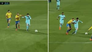 Las Palmas Defender Had To Result To A Rugby Tackle To Stop Messi