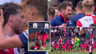 Crazy Brawl Erupts In Feyenoord Vs. Atletico Madrid Friendly, Diego Simeone Runs Onto The Pitch