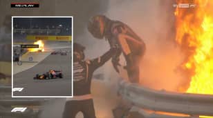 Grosjean Survives Huge F1 Crash After Car Exploded And Split In Two
