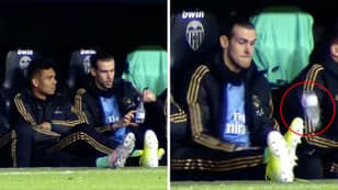 Gareth Bale Was Doing The Bottle Flip Challenge Whilst On The Bench Against Valencia 