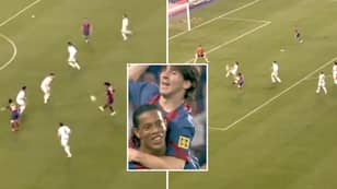 16 Years Ago Today, Ronaldinho Assisted Lionel Messi's First Goal For Barcelona