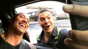 Dwayne 'The Rock' Johnson Stops Traffic To Take Selfie With Fan 