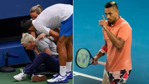 Nick Kyrgios Reacts To Novak Djokovic Hitting A Line Judge In The Throat With Ball