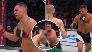 Nate Diaz's Emotions Immediately Change After Conor McGregor Hits Him With A Huge Left Hand 
