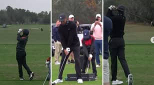 Golf Prodigy Charlie Woods Displays Identical Swing To Dad Tiger Ahead Of This Weekend's PNC Championship