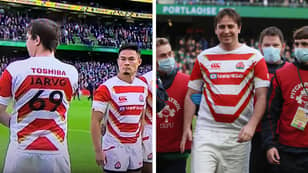 Notorious Pitch Invader 'Jarvo' Seen Lining Up Alongside The Japanese Rugby Team