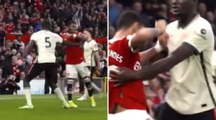 Ibrahima Konate Shows Off Immense Strength, Shoving Two Manchester United Players With ONE Arm 