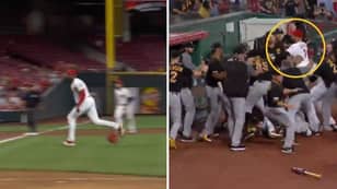 The Incredible Moment Baseball Player Takes On Whole Team In Crazy Brawl