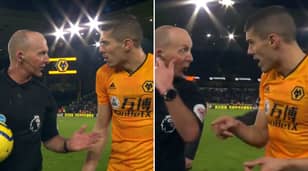 Conor Coady Confronts Referee Mike Dean At Half-Time After VAR Controversy