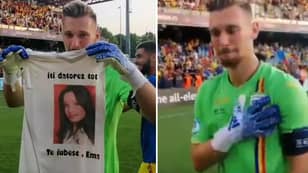 Romania Under 21 Goalkeeper Ionut Radu Tears Up As He Displays Shirt With Late Sister's Face