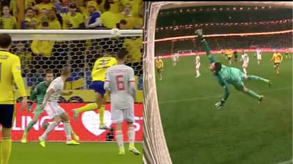 Spain Goalkeeper David De Gea Makes An Extraordinary Diving Save Against Sweden  