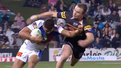 NRL Winger Starford To'a Produces Stiff-Arm That Sends His Opponent Flying Into The Air
