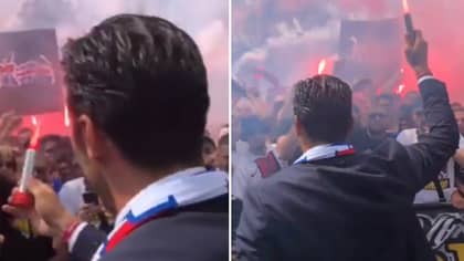 Gianluigi Buffon Lights Flare In Sensational Scenes At PSG Unveiling