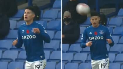 James Rodriguez Produces Ridiculous 'No-Look Header' During Everton Vs Manchester United