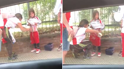River Plate Fan Smuggles In Flares Into Stadium By Wrapping Them Around A Young Child
