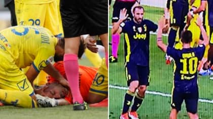 Giorgio Chiellini And Paulo Dybala Branded 'Disgusting' For Celebrating Whilst Chievo Keeper Was Unconscious  