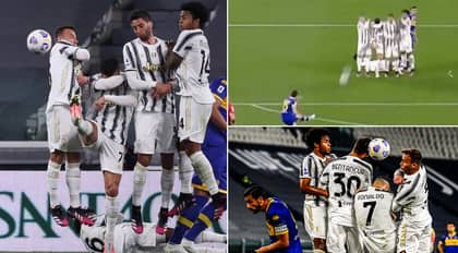 Cristiano Ronaldo Bizarrely Ducks And Covers Face In Wall To Let In Free-Kick Vs Parma