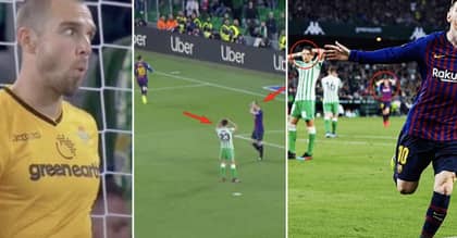 Real Betis Goalkeeper Pau López's Reaction To Lionel Messi's Third Says It All