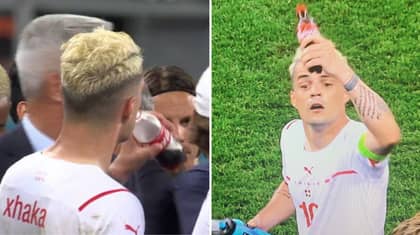 Granit Xhaka Drinks A Bottle Of Coke Before Penalty Shootout Win Against France 