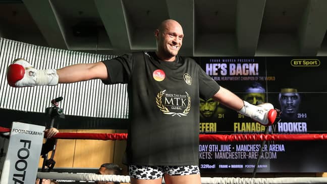 Fury at the open workout. Image: PA