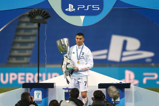 Ronaldo with his latest trophy. Image: PA Images