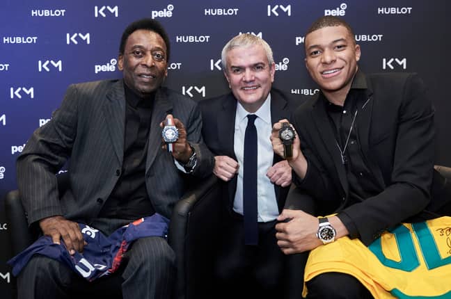 Pele during a public appearance with Kylian Mbappe in 2019. (Image Credit: PA)