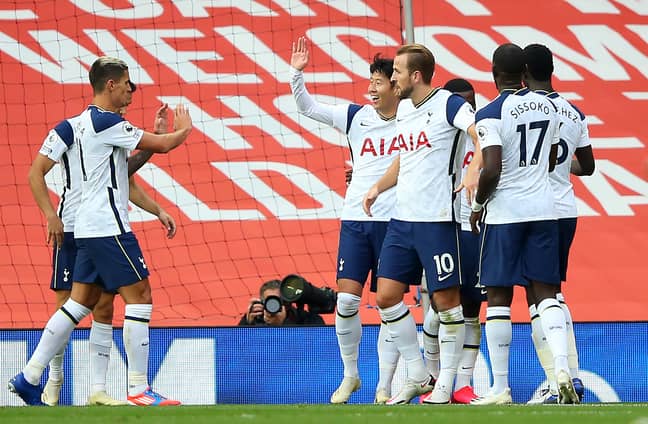 PA: Son Heung-Min celebrates after scoring against Manchester United.