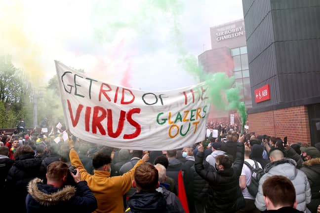 Manchester United fans held protests outside of Old Trafford following their involvement in the Super League. Image: PA Images