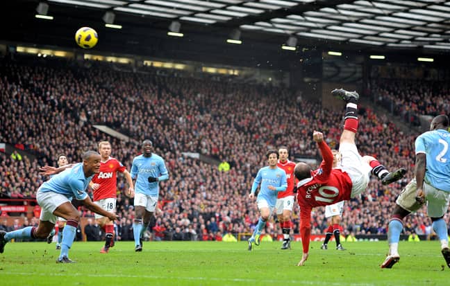 Rooney scores his famous goal against City. Image: PA Images