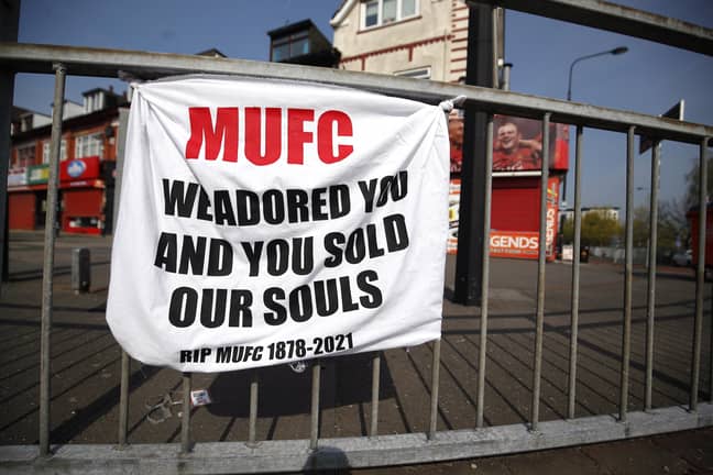 One of the banners near Old Trafford. Image: PA Images